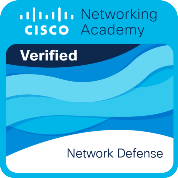 Cisco Networking Academy verified Network Defense badge